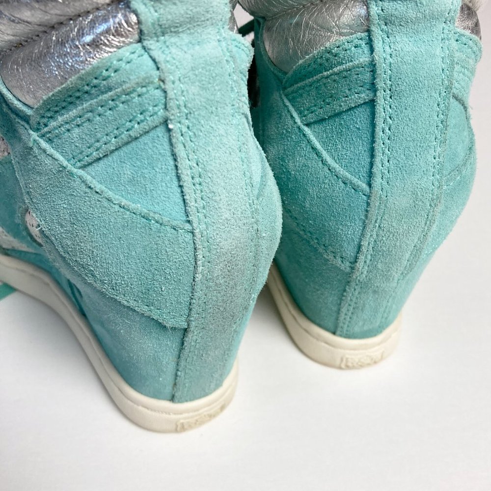 ASH Bea High-Top Wedge Sneaker in blue & silver suede leather - Picture 6 of 11